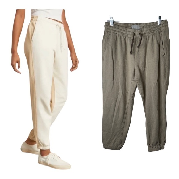 EVERLANE Tan Drawstring Cotton Jogger Sweatpants Size Large - Picture 1 of 5